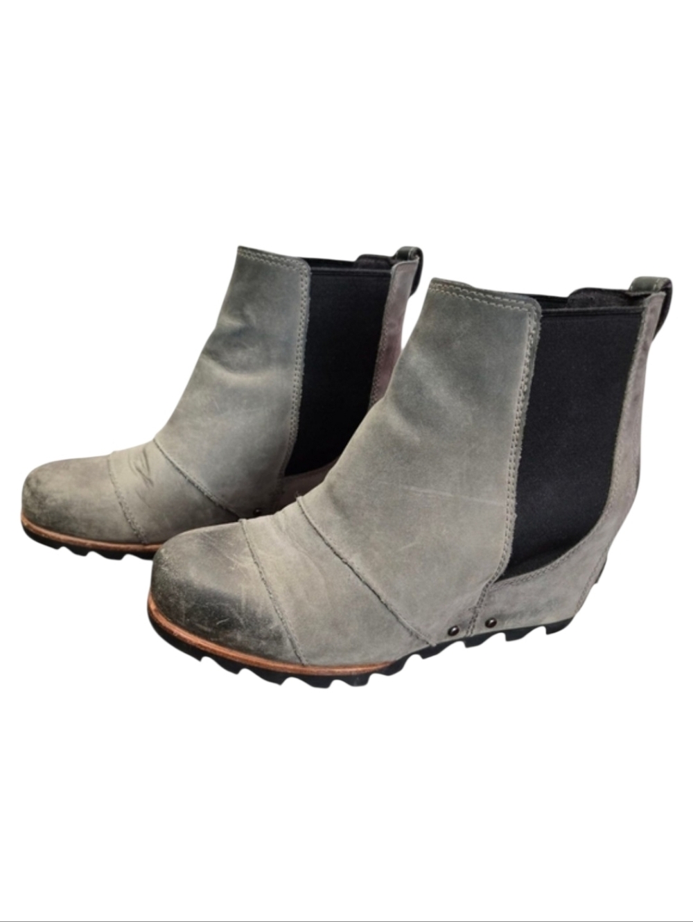 Sorel Lea Hidden Wedge Boot Bootie Sz 7.5 Eu 38.5 Gray/Taupe